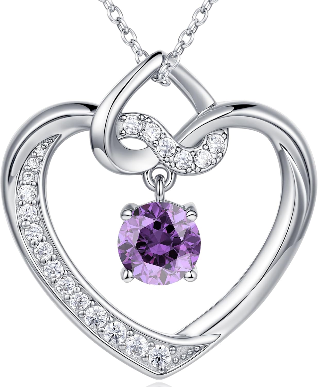 Heart Birthstone Necklaces Gifts for Women Wife, Jewelry for Women Wedding Anniversary Birthday Gifts for Wife Girlfriend Mom Christmas Valentines Gifts S925 Sterling Silver