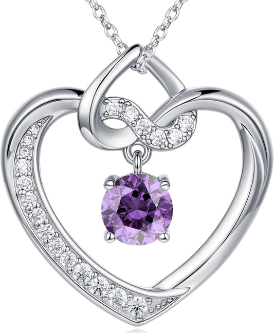 Heart Birthstone Necklaces Gifts for Women Wife, Jewelry for Women Wedding Anniversary Birthday Gifts for Wife Girlfriend Mom Christmas Valentines Gifts S925 Sterling Silver