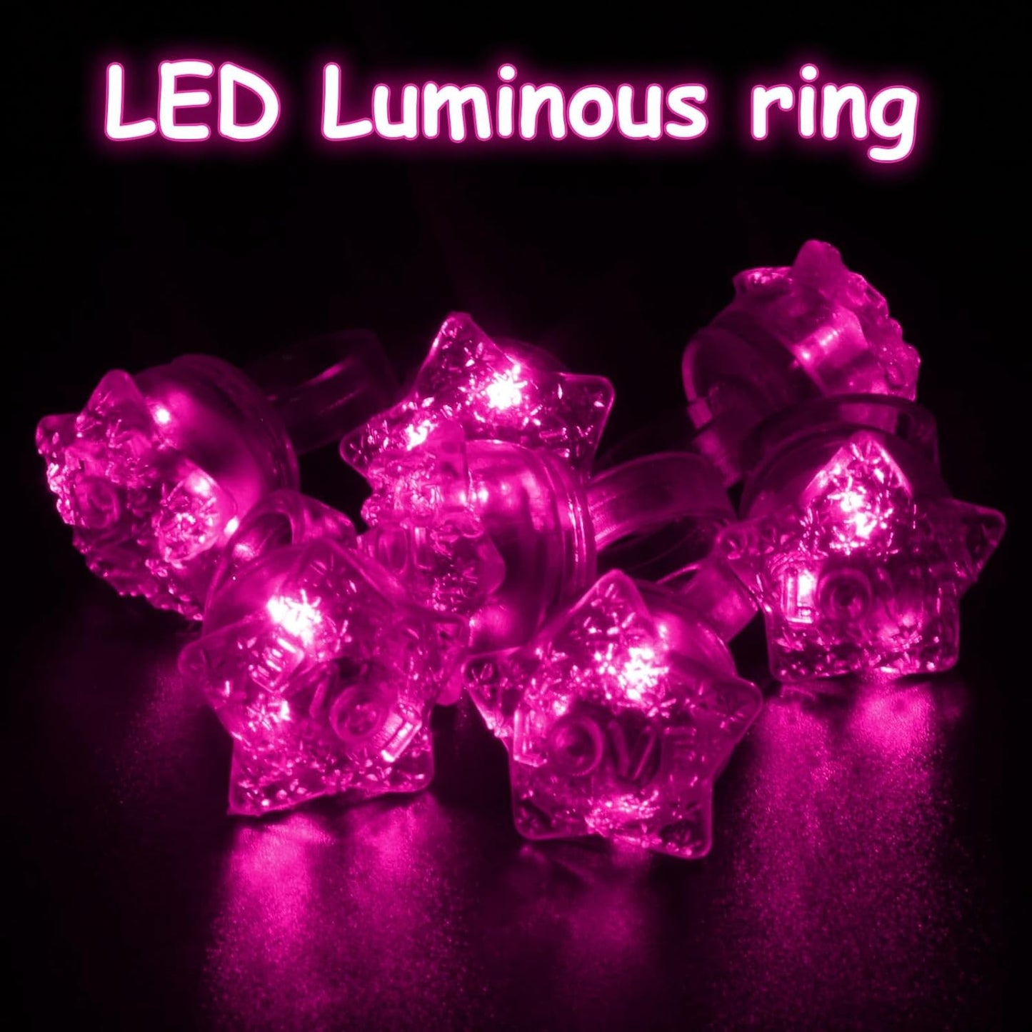 24 Pack Light Up Star Rings Glow in the Dark Party Flashing LED Jelly Finger Rings for July 4th,Halloween,Christmas,Concert,Goodie Bag Fillers,Raves