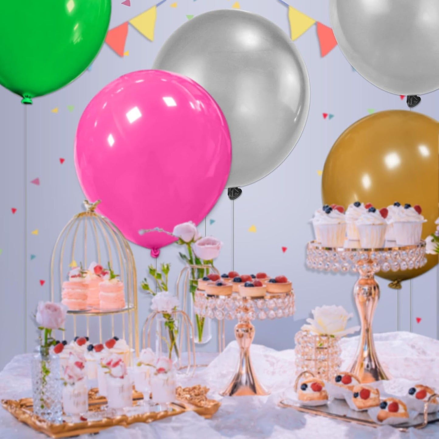 32Pcs Pearl Silver Big Balloons 18 Inch, Silver Round Large Latex Party Balloons for Birthday Wedding Decorations.