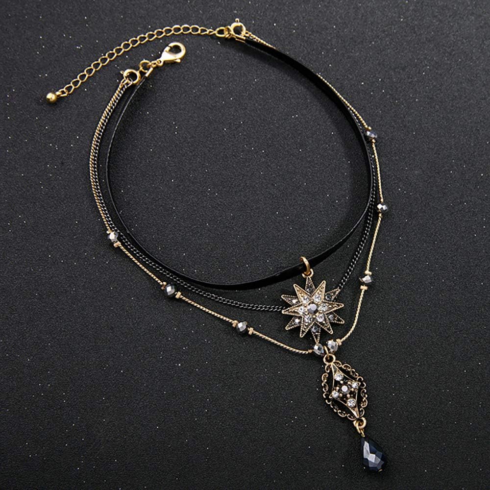 Choker Necklaces for Women, Layered Stars Pendant Necklace Jewelry