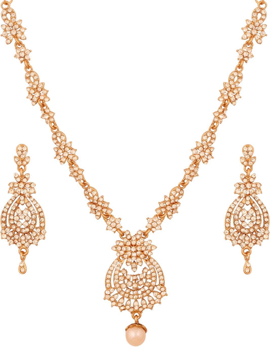 Touchstone Indian jewelry sets for women maang tikka wedding guest gold necklace bollywood jewellery set pageant elegant prom bride accessories western crystal chunky rhinestone necklaces