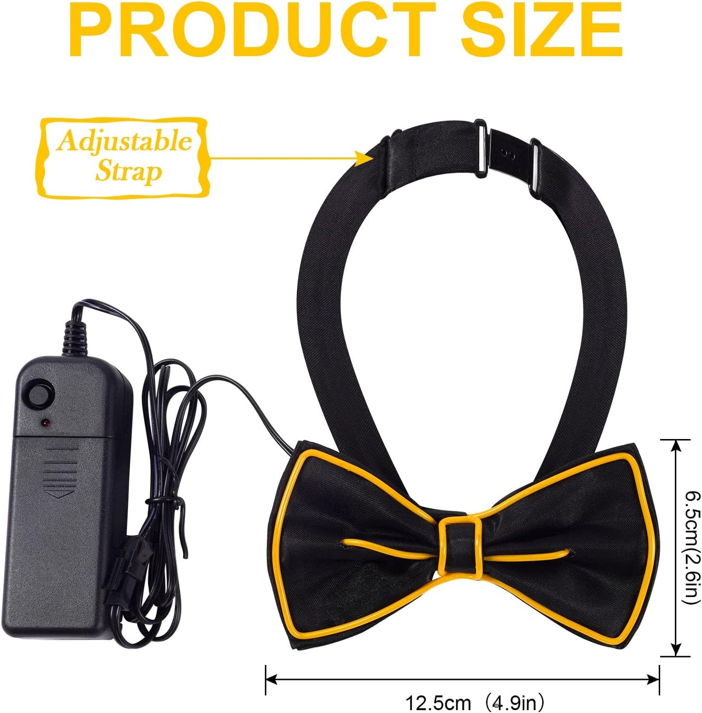 Ainiv Light Up Neckties Bowties Suspenders LED Party Supplies Glow in the Dark Adjustable for Women and Men Parties