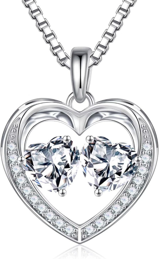 Iefil Christmas Gifts for Wife - 925 Sterling Silver Birthstone Necklace, Anniversary Birthday Gifts for Women, Stocking Stuffers for Women Wife Mom Daughter