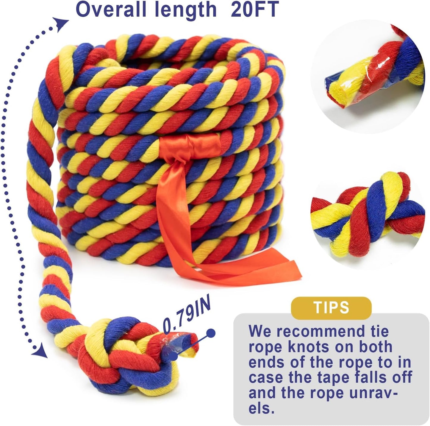 Tug of War Rope for Kids and Adults, 20/40/60FT Tug a War Rope for Outdoor Games Field Day Family Reunion Party Games, Summer Outside Yard Backyard Lawn Picnic Games, Team Building Games