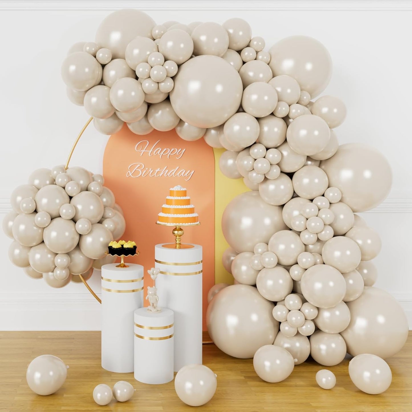 134Pcs Sand White Balloons Different Sizes 5 10 12 18 Inch sand white Latex Balloon for Birthday Wedding Baby Shower. (Sand white)