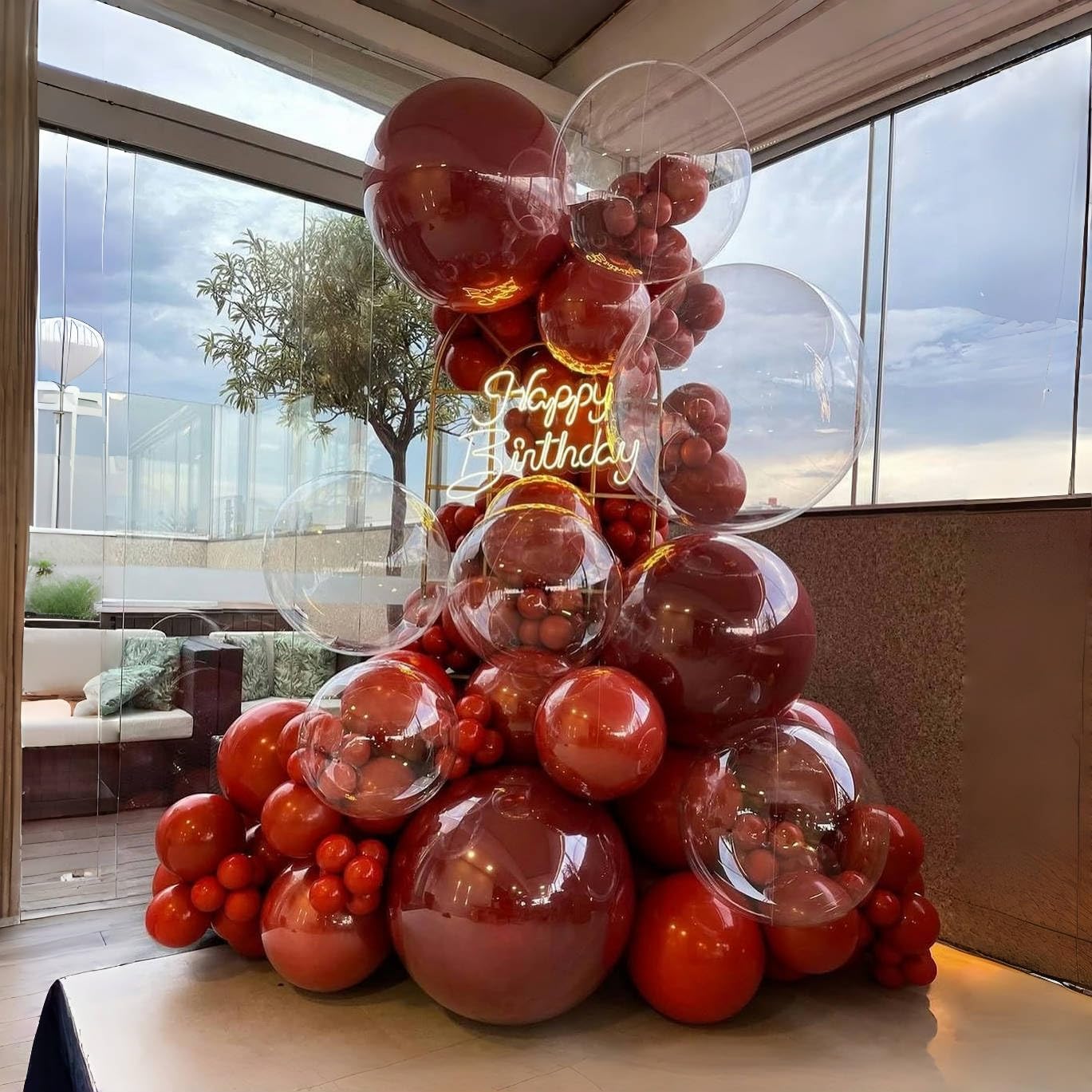 Ruby Red and Black Balloons Arch Kit, 124 Pcs Cartoon Birthday Decorations Balloon Garland, Black Dark Red Grey Nude Clear Balloons for Mouse 1st Birthday Clubhouse Decorations Party Supplies