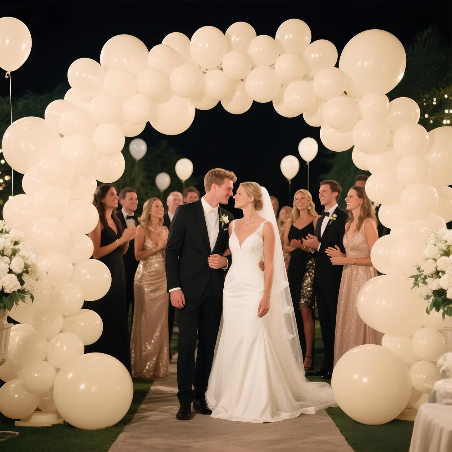 KAWKALSH Sand White Balloon 12 Inch, 110pcs Latex Party Balloons Helium Bright Color for Birthday Baby Shower Wedding Party Supplies Arch Garland Decoration