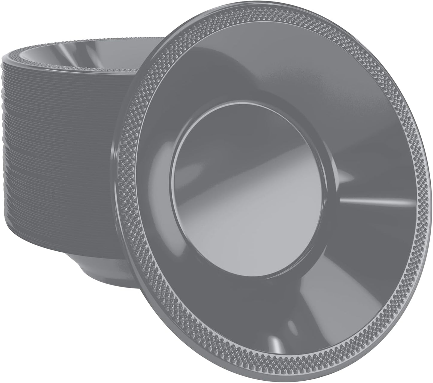 Exquisite Party Solids 12 Oz Silver Plastic Bowls Disposable Bowls for Hot Food Soup 100 Pcs - For Soup, Salad, Cereal, Desserts & Party Supplies