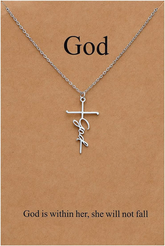 Lcherry Faith Cross Pendant Necklace for Women Religious Christian Jewelry Mother's Day Gifts for Women