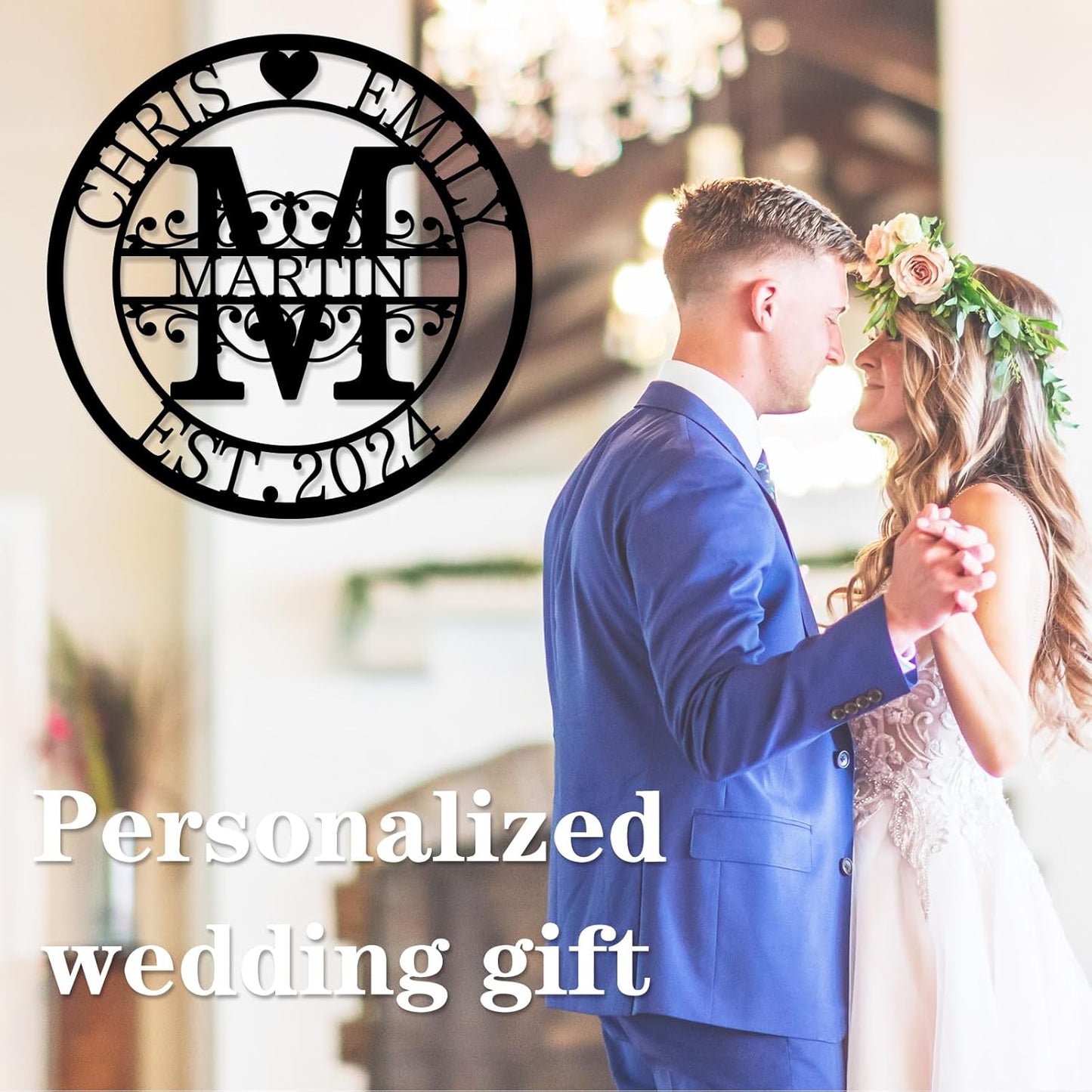 Custom Metal Signs | Personalized Monogram Name Sign | Wedding Gifts for Couples 2025 | Outdoor Wall Art for Family Name | Anniversary Wedding Gifts for Women, Wife, Parents, couple