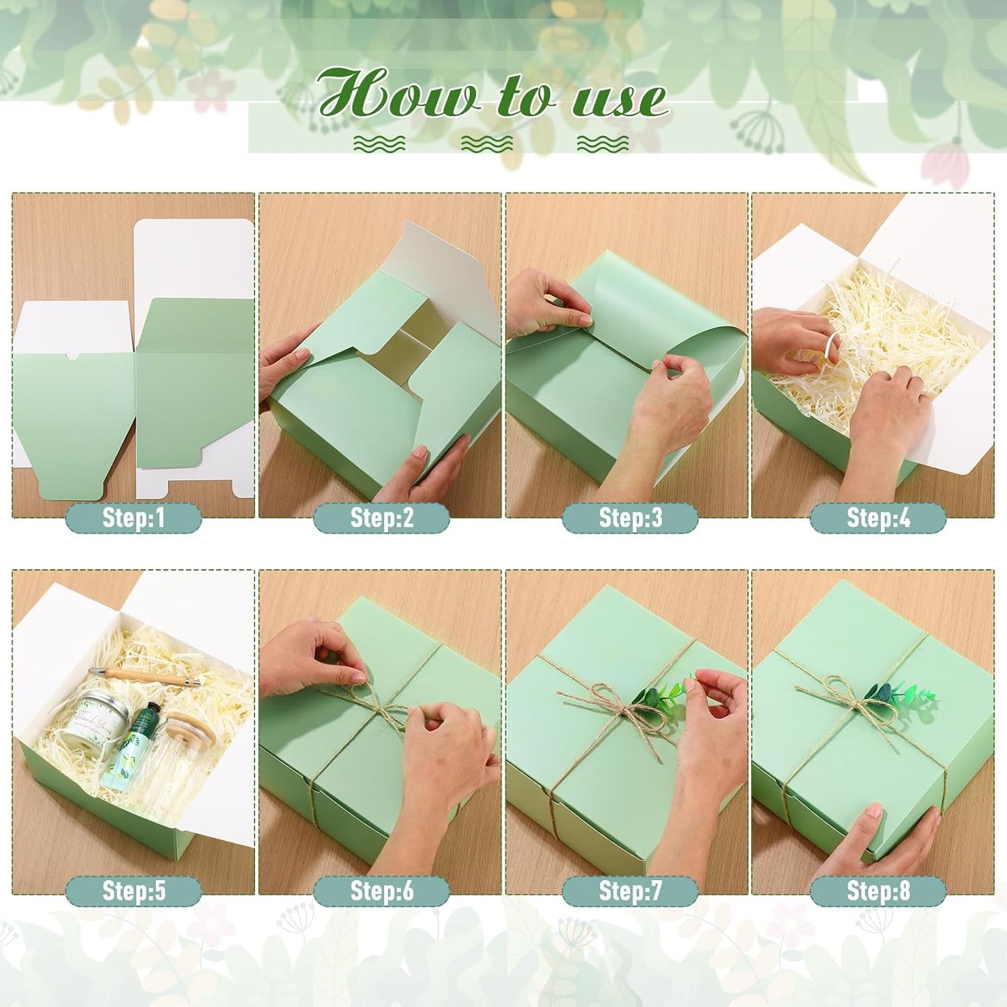 6 Sets Baby Shower Game Prizes for Winners, Glass Cup Scented Candles Hand Cream Pens Gift Box with Raffia for Baby Shower Wedding Bridal Favors for Guests(Green)