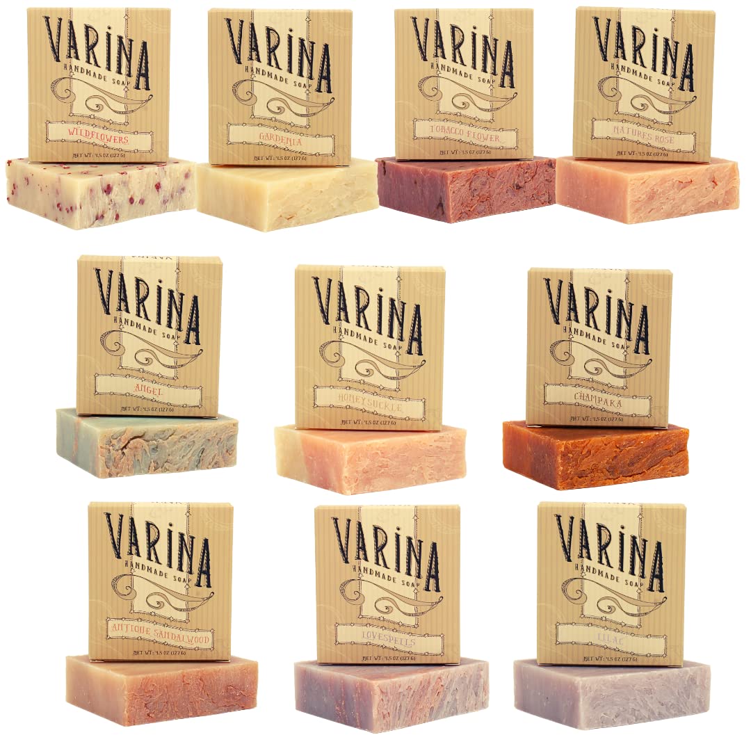 Natural Floral Variety Bar Soap - Gentle Cleansing for Sensitive Skin, Floral - 10 Pack