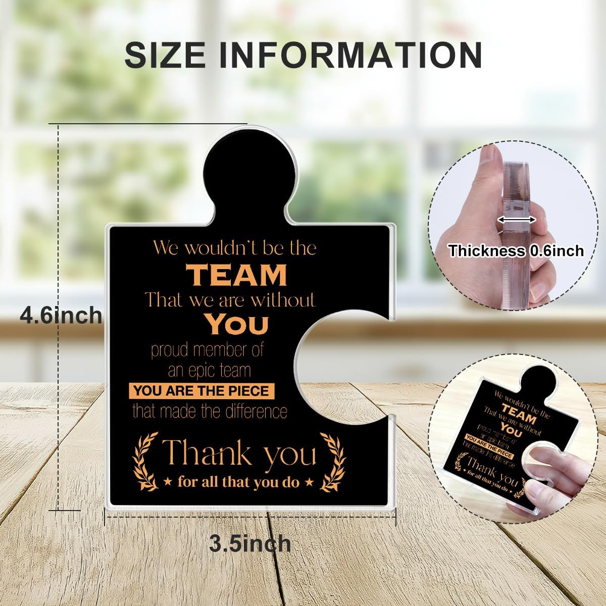 Teams Appreciation Gifts Thank You Gift for Coworkers Colleagues Employees Boss, Best Team Ever Gifts We Wouldn't Be the Team We Are Without You Acrylic Puzzle Piece Plaque Office Decor, Black