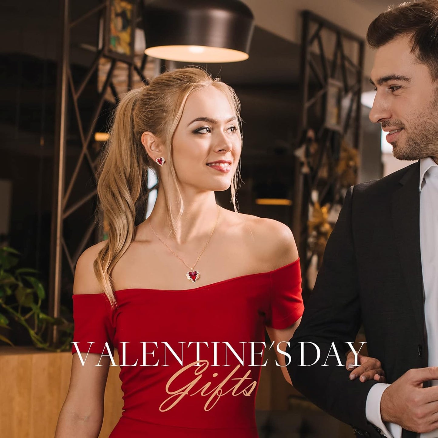 CDE Mothers Day Jewelry Set for Women, Angle Wing Heart Pendant Necklaces and Earrings with Birthstone， Birthday/Anniversary Christmas Jewelry Gift for Women Wife Her