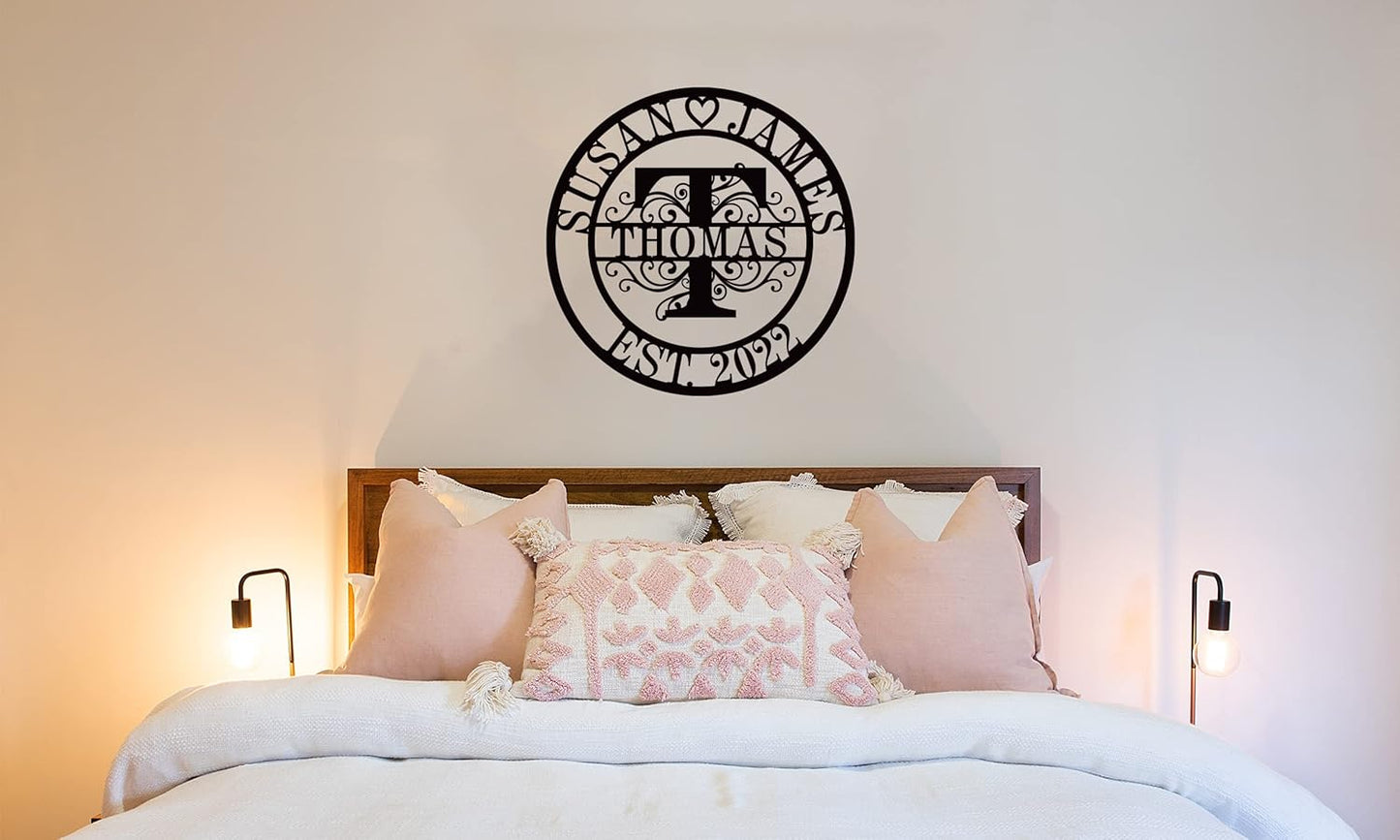 Custom Wedding Gifts - Personalized Name Signs, Monogram Wall Decor - Last Name Signs, Metal Wall Art