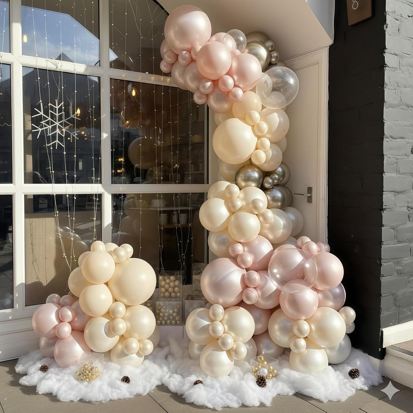 Dusty Pink and Gold Balloon, 12 Inch Double Stuffed Pearl Pastel Blush Pastel Pink Light White Metallic Gold Latex Balloons for Women Girls Birthday Baby Bridal Shower Wedding Boho Party Decorations