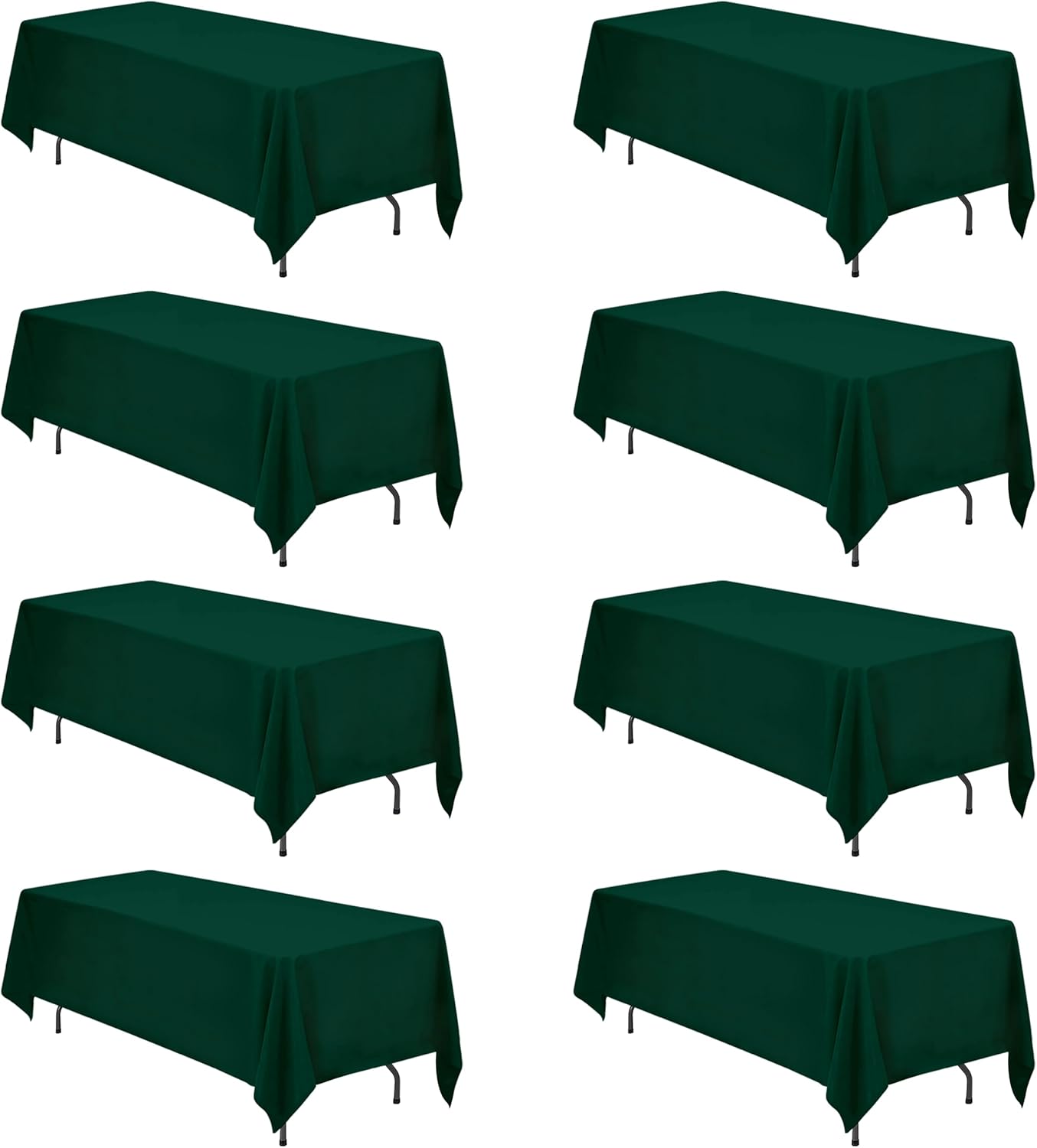 BRILLMAX 8 Pack Hunter Green Tablecloths 70 x 120 Inch for 6ft or 8ft Rectangle Tables - Rectangular Bulk Linen Polyester Fabric Washable Cloth Cover for Wedding Reception Banquet Birthday Party