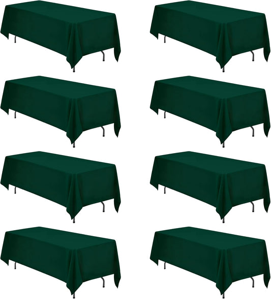 BRILLMAX 8 Pack Hunter Green Tablecloths 70 x 120 Inch for 6ft or 8ft Rectangle Tables - Rectangular Bulk Linen Polyester Fabric Washable Cloth Cover for Wedding Reception Banquet Birthday Party