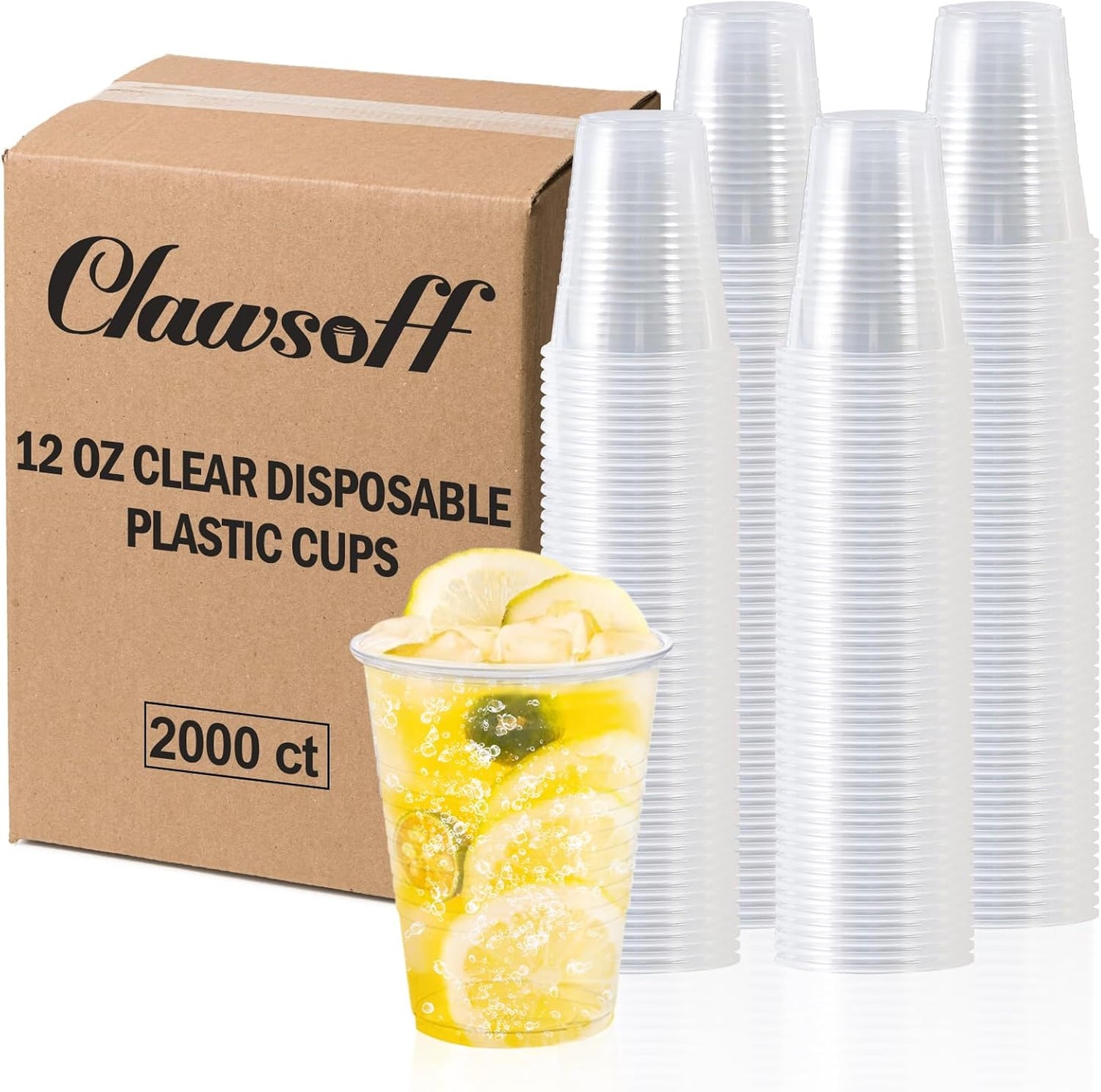 2000 Pack 12 oz Clear Plastic Cups, 12 Ounce Disposable Drinking Cups for Party, Event, Picnic, Cold, Hot