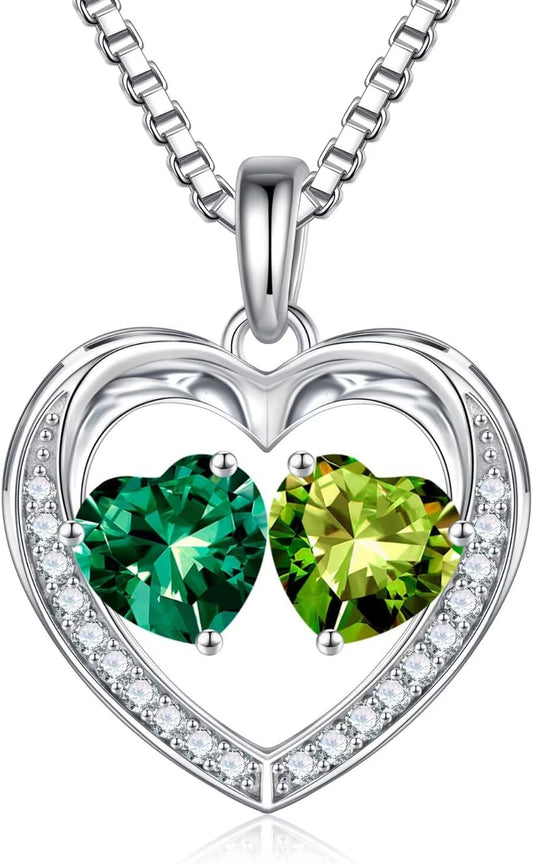 Iefil Christmas Gifts for Wife - 925 Sterling Silver Birthstone Necklace, Anniversary Birthday Gifts for Women, Stocking Stuffers for Women Wife Mom Daughter