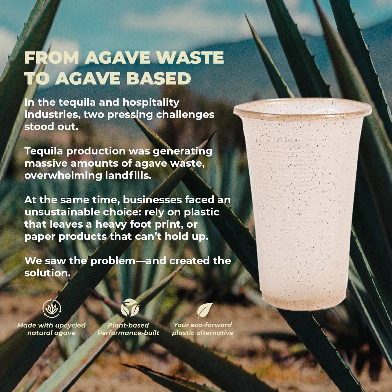 Sustainable Agave Co - Sweet Agave Fiber Cups - 12 Ounce - 50 Count Plant-Based, Made With Upcycled Materials - Clear
