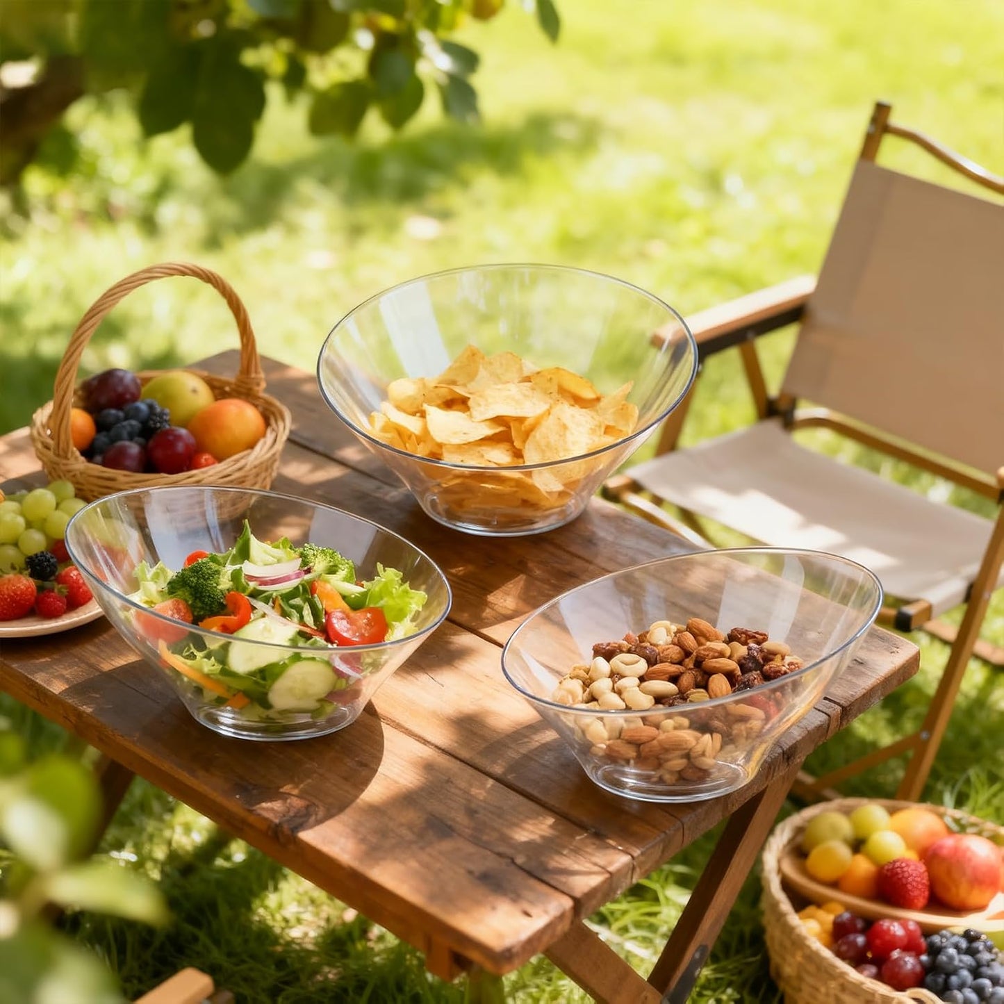 20pack Clear Plastic Serving Bowls for Party,20oz Disposable Serving Bowl,Angled Bowls for Wedding Party Chip, Candy, Salad,Fruit
