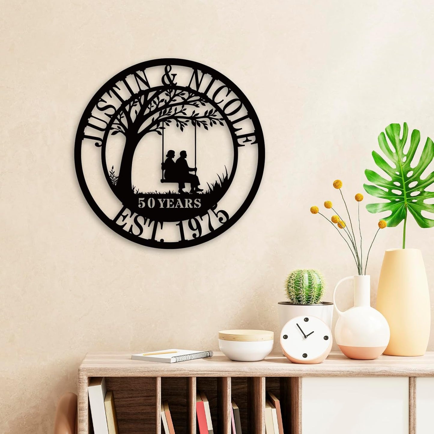 Personalized 50th/60th/25th/30th/40th/10th Anniversary Wedding Gifts for Couple Parent Husband Wife, Wedding Gifts for Couples, Custom Metal Name Signs, House Warming Gifts New Home