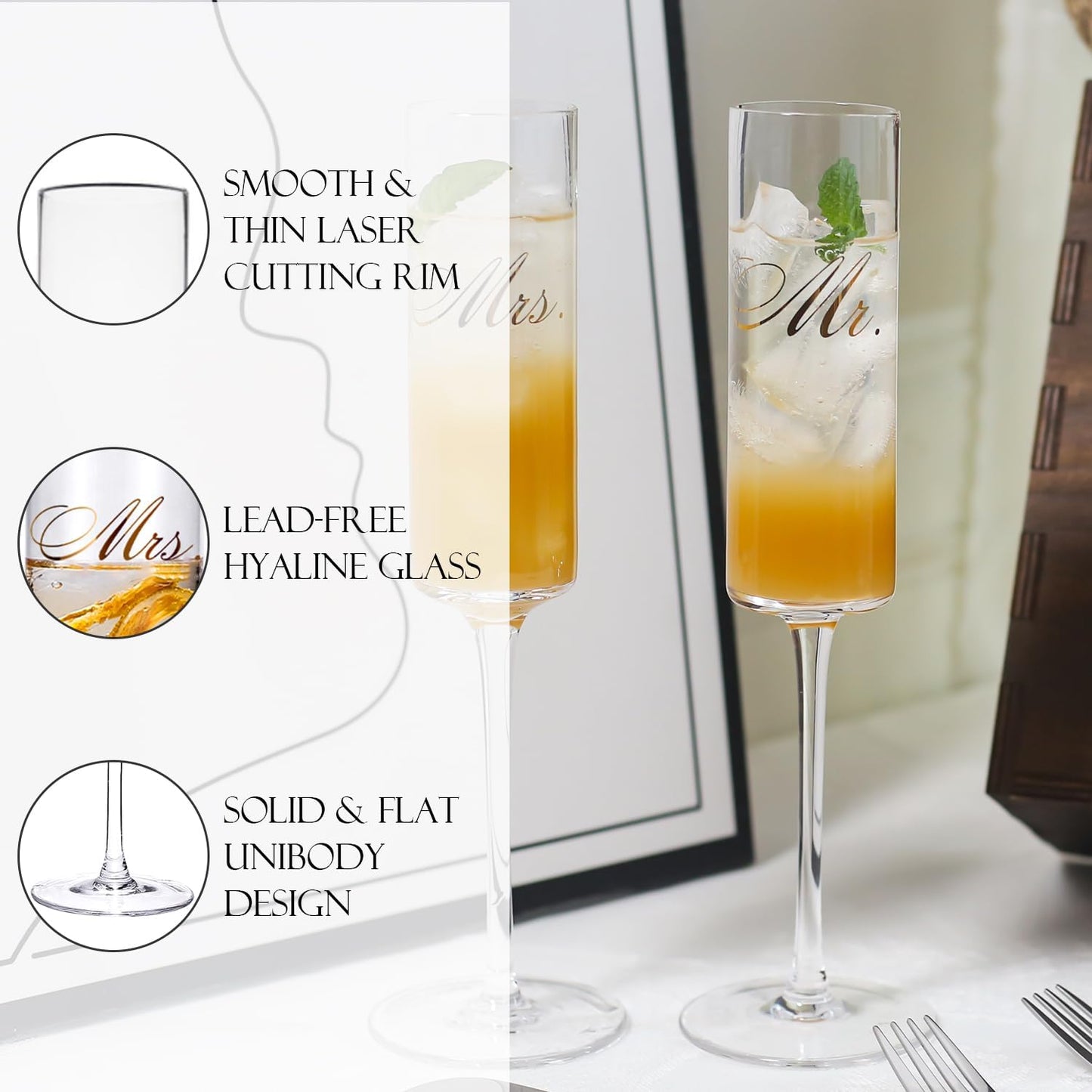 Wedding Champagne Flutes Cake Knife and Server set,mr. and mrs. Champagne Flutes for Newly engagement,Bridal Shower Gifts,Wedding Gifts Engagement present for couple