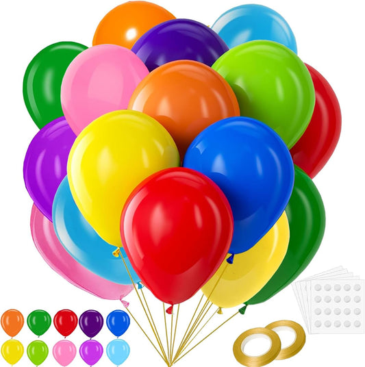 100pcs 12 Inch Rainbow Latex Balloons for Birthday, Baby Shower, Wedding.Vibrant Assorted Colors for Party Decorations - Create Stunning Balloon Arches & Backdrops with Ease!