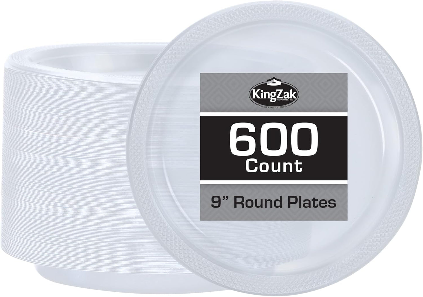 Hanna K. Signature Clear Plastic Plates 9 Inch - 600 count - Plastic Solid Round Party Plates For Weddings, BBQs, Birthday Plates - Disposable Clear Plates - Plastic Dinner Plates