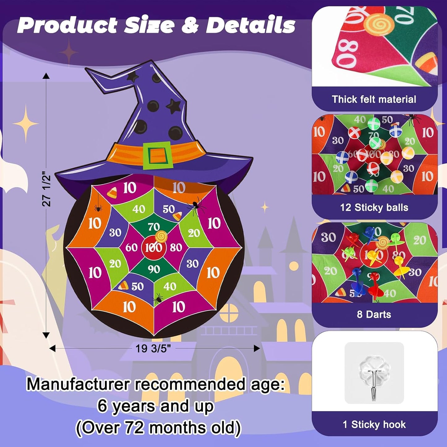 Games for Family, Office, Kids Dart Board Games with 12 Sticky Balls & 8 Darts