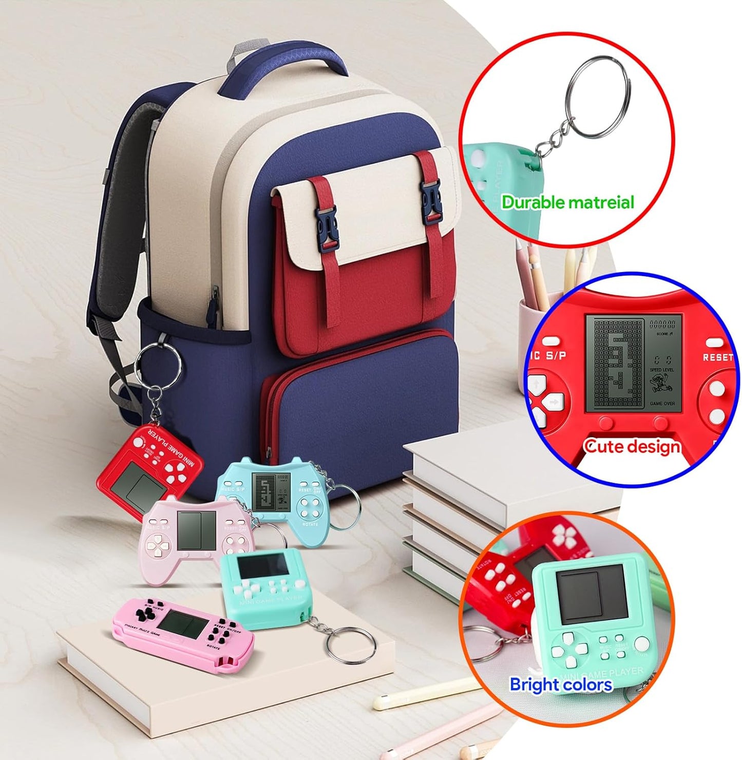 24Pcs Video Game Party Favors Valentines Day Gifts for Kids, Mini Game Keychain Arcade party favors Birthday Supplies Classroom Prizes for Boys and Girls