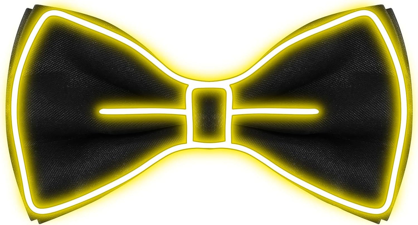 Hercicy Light up Bow Tie for Men LED Neon Bowtie Funny Ties Women Glow in the Dark Party Costume