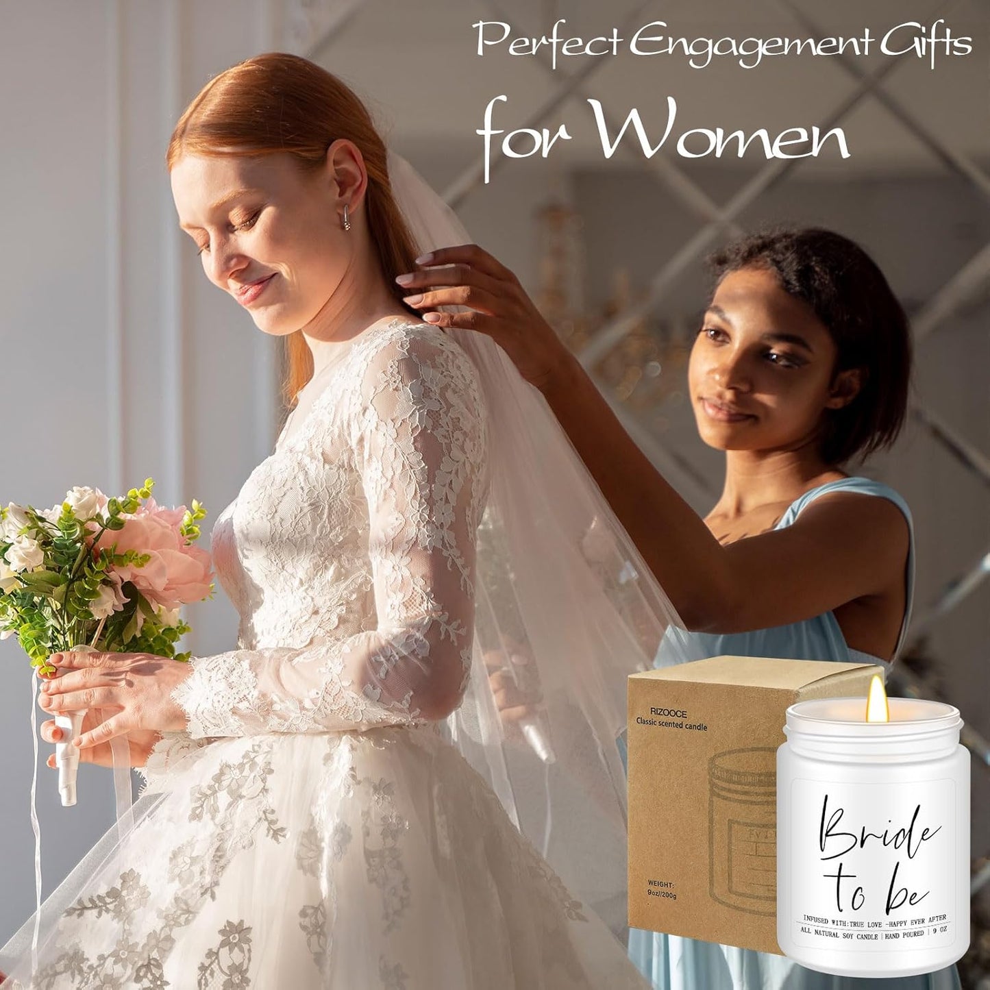Bride to Be Gifts for Women,Unique Engagement Anniversary Wedding Candles Gift for Her,Bridal Shower Scented Candle for Bride(9oz)