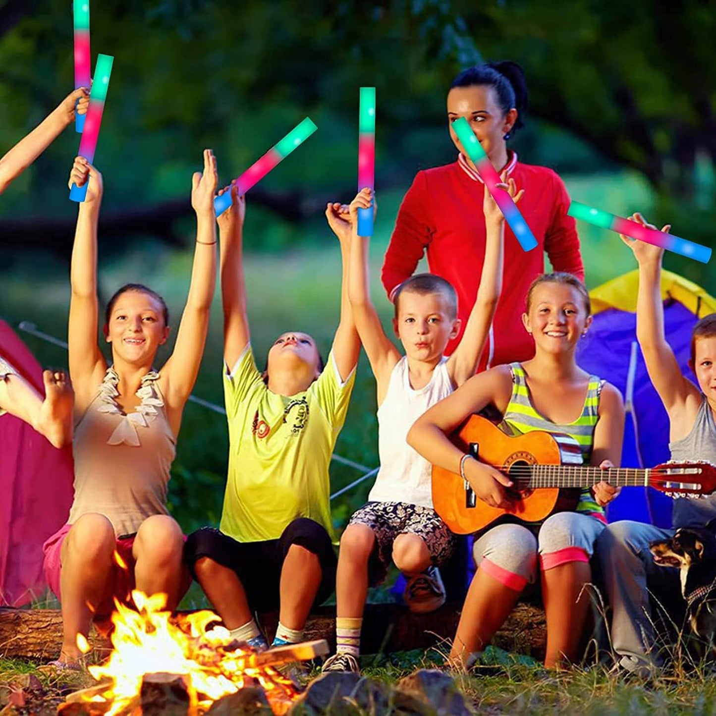 115 Pack LED Foam Glow Sticks, Glow Sticks Bulk with 3 Modes Colorful Flashing, Glow in the Dark Party Supplies for Wedding, Raves, Concert, Camping, Sporting Events, New Year Carnival