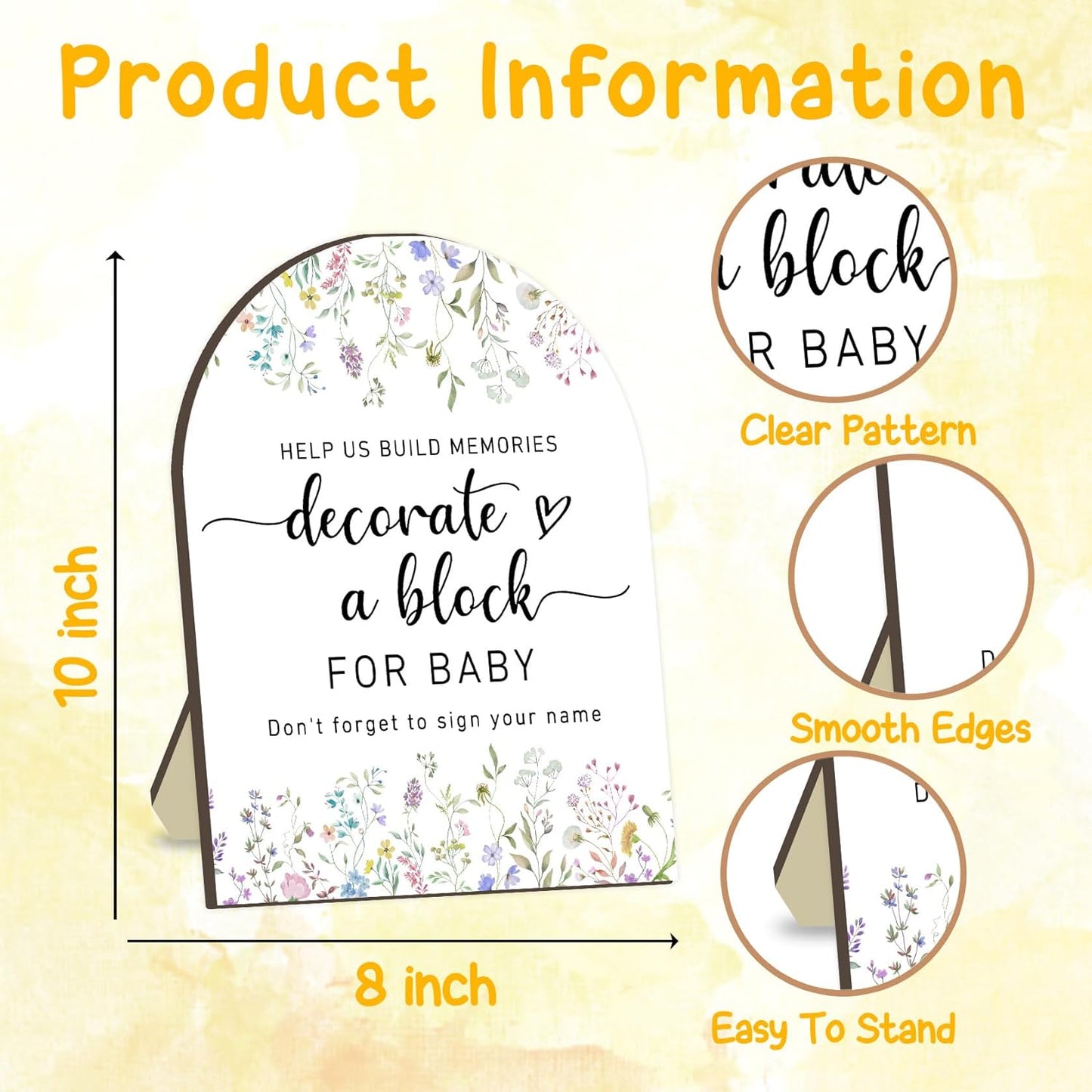 Wildflowers Baby Shower Games Kit, Floral Baby Shower Decor, Floral Baby Shower Games with 50 Blank Wooden Babies Blocks, 24 Acrylic Paint Marker and Wooden Sign, Wildflower Babies Sign for Boys Girls