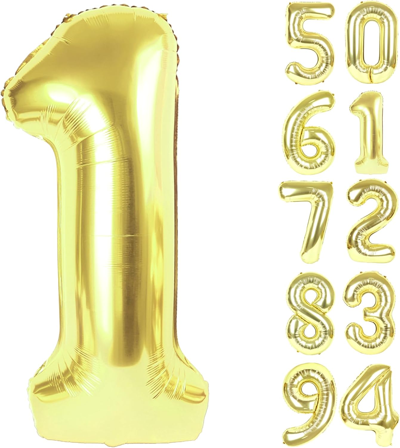 40 Inch Champagne Gold 1 Balloon for First Birthday, Light Gold 1st Number Balloons Birthday Decorations for Girl Kids Toddler Baby, One Giant Number 1 Balloon