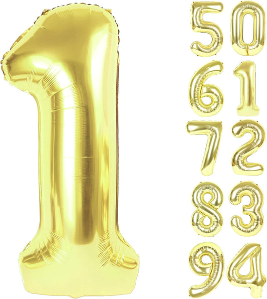 40 Inch Champagne Gold 1 Balloon for First Birthday, Light Gold 1st Number Balloons Birthday Decorations for Girl Kids Toddler Baby, One Giant Number 1 Balloon