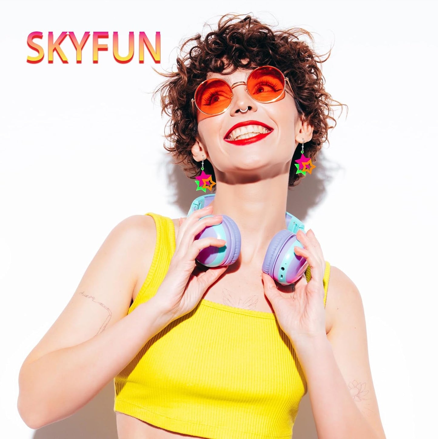 80s 90s Neon Earrings for Women Retro Cassette Tape Hoop Earring Candy Color Lightweight Acrylic Stud Dangle Earrings for 80S Costume Outfits Dancing Glow Party Accessories