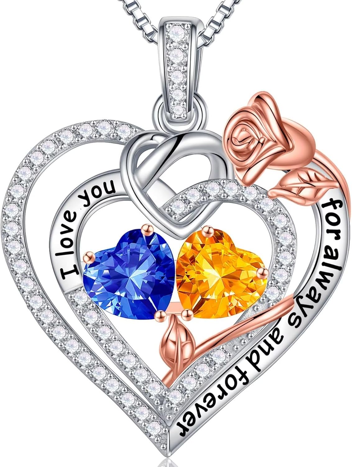 Iefil Christmas Gifts for Wife Women - 925 Sterling Silver Double Birthstone Necklace, Anniversary Birthday Gifts for Women, Jewelry Gift for Wife Girlfriend Mom Her