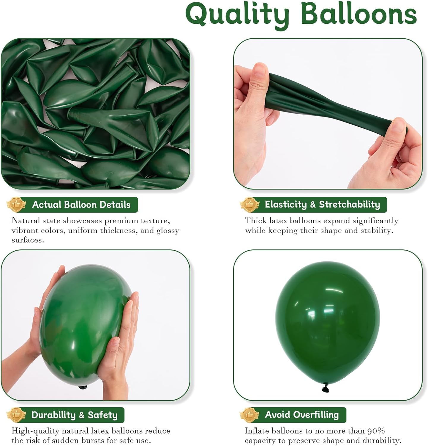 Dark Green Balloons 125 PCS Different Sizes 18 12 10 5 Inch Emerald Hunter Forest Green Balloon Arch Kit for Birthday Baby Shower Christmas Graduation Dinosaur Jungle Theme Party Decorations