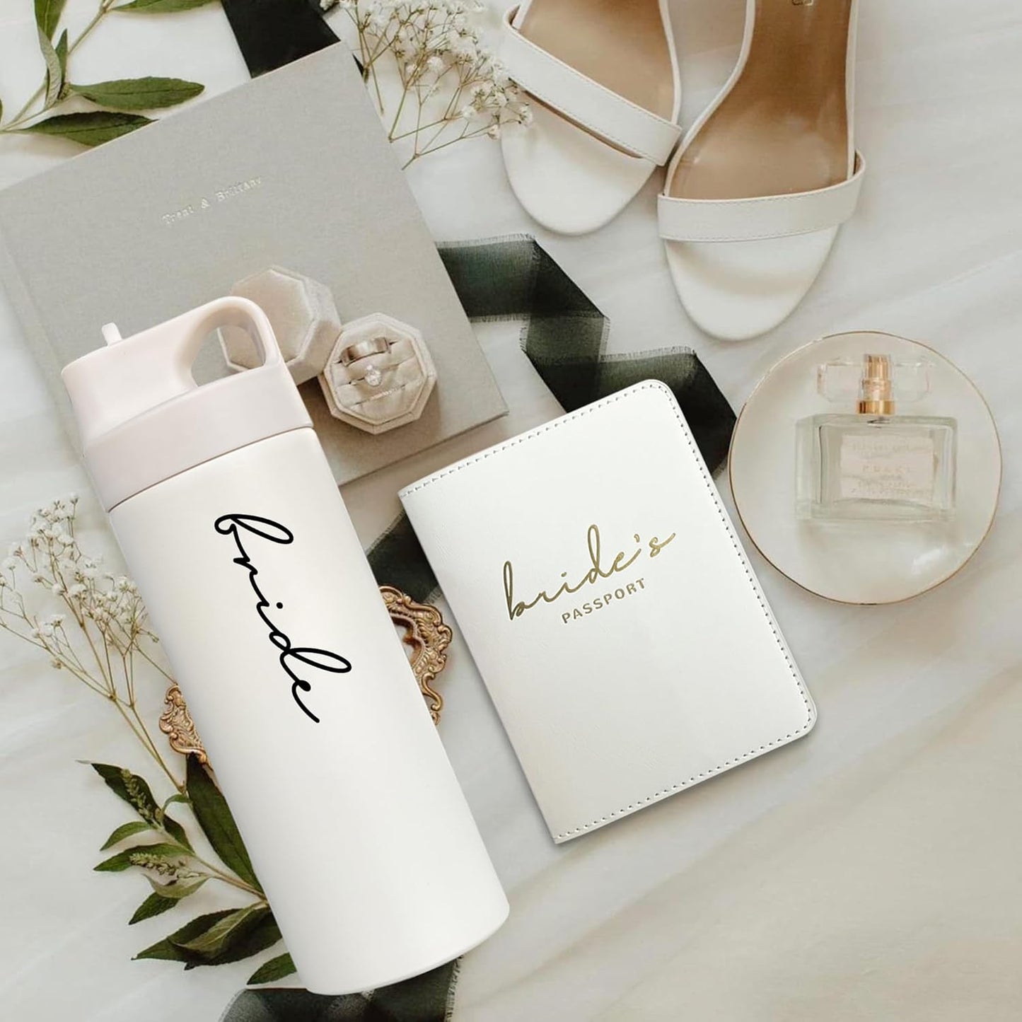 Water Bottles for Bride, Gifts for Bridal Shower Engagement Wedding and Married Couples Anniversary