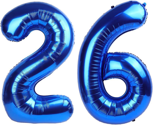 Navy Blue Number 26 Balloon 40 inch, 26 Number Balloons, 26th Navy Blue Birthday Decorations, 26 Year Old Women Men Blue Party Supplies