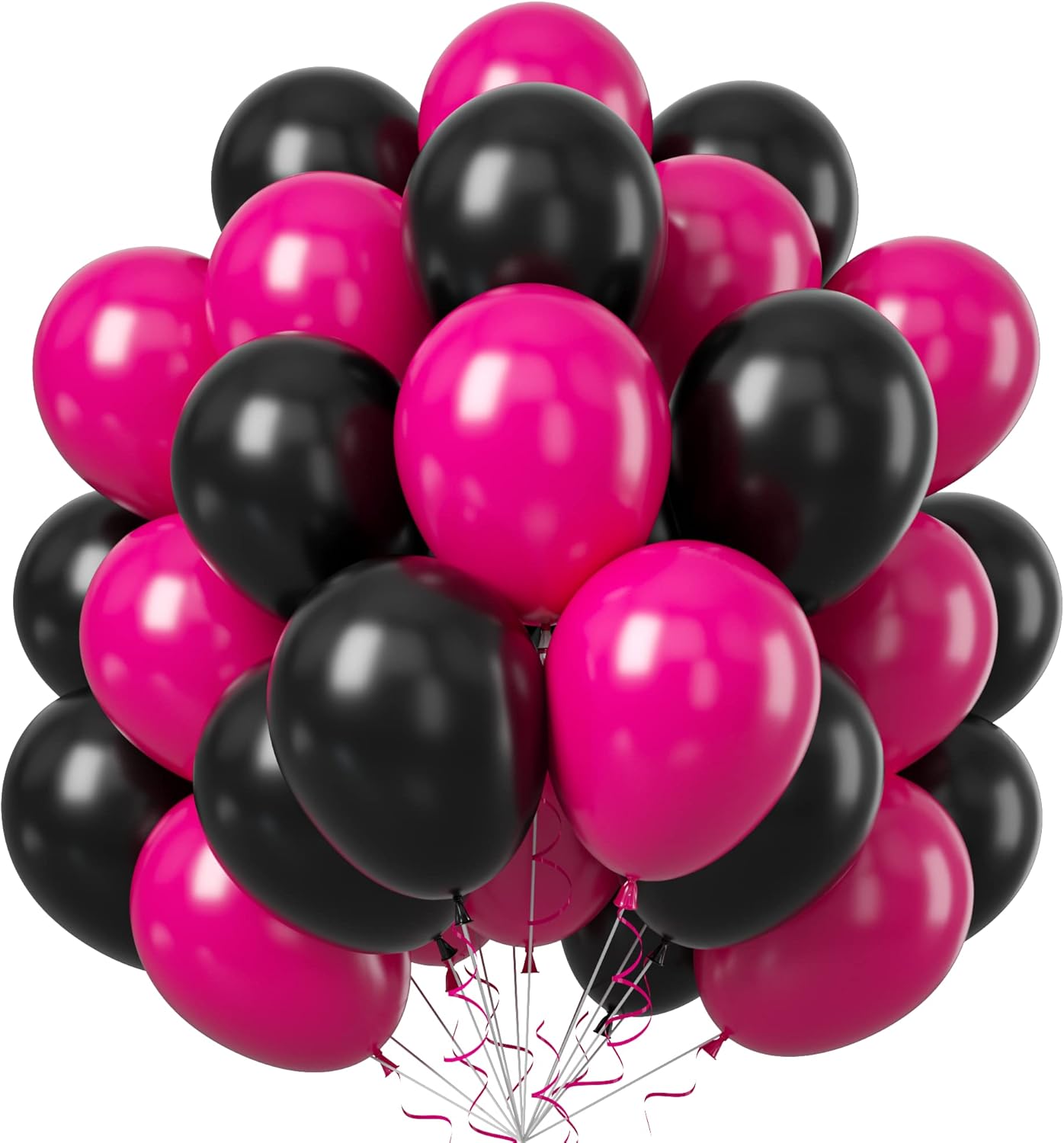 Black and Hot Pink Balloons, 50PCS Balloon Arch Kit for Birthday, Wedding, Baby Shower, Engagement DIY Hula Hoop Decoration Party Supplies