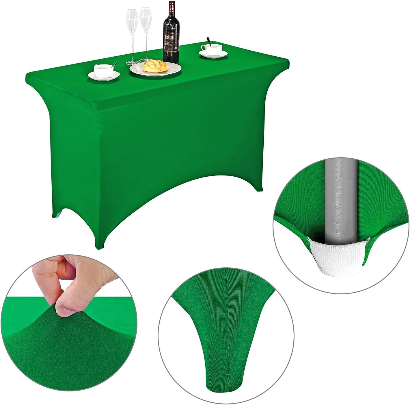 LZY Spandex Fitted Stretch Table Cover for 4ft or 6ft or 8ft Folding Table, Rectangular Cocktail Tablecloth, Perfect for Party or Banquet