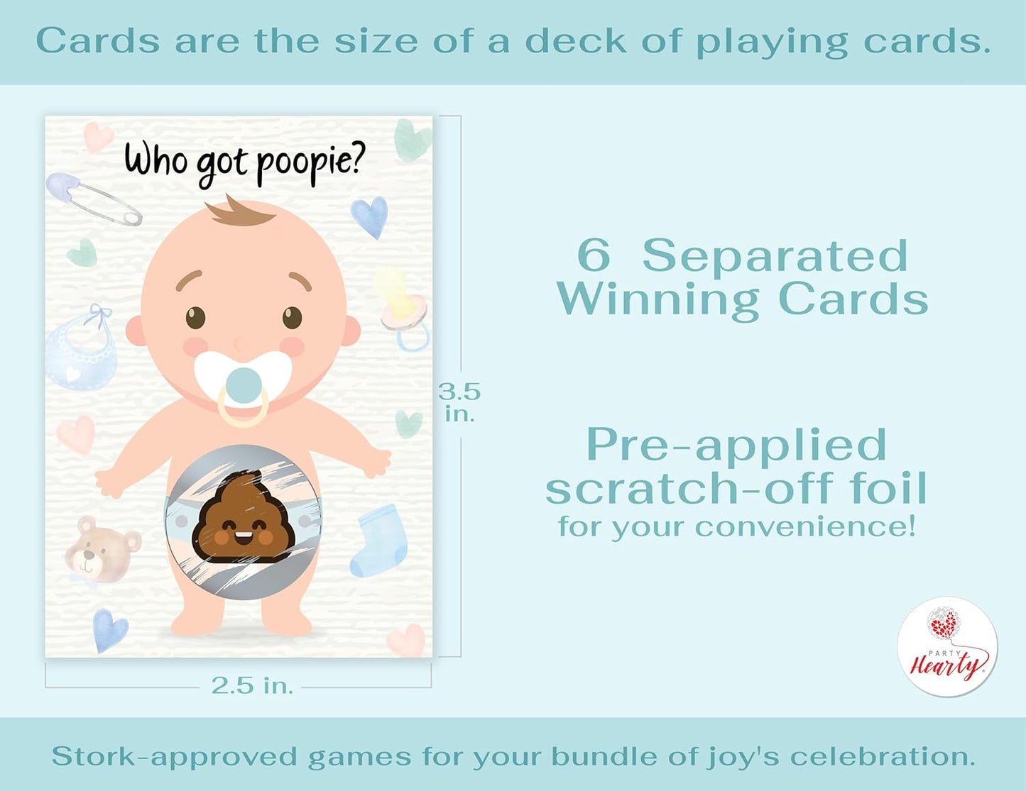 Party Hearty Baby Shower Games for Girl and Boy, 66 Poopie Emoji Scratch Off Lottery Tickets, Baby Games Ideas, Scratch Off Game