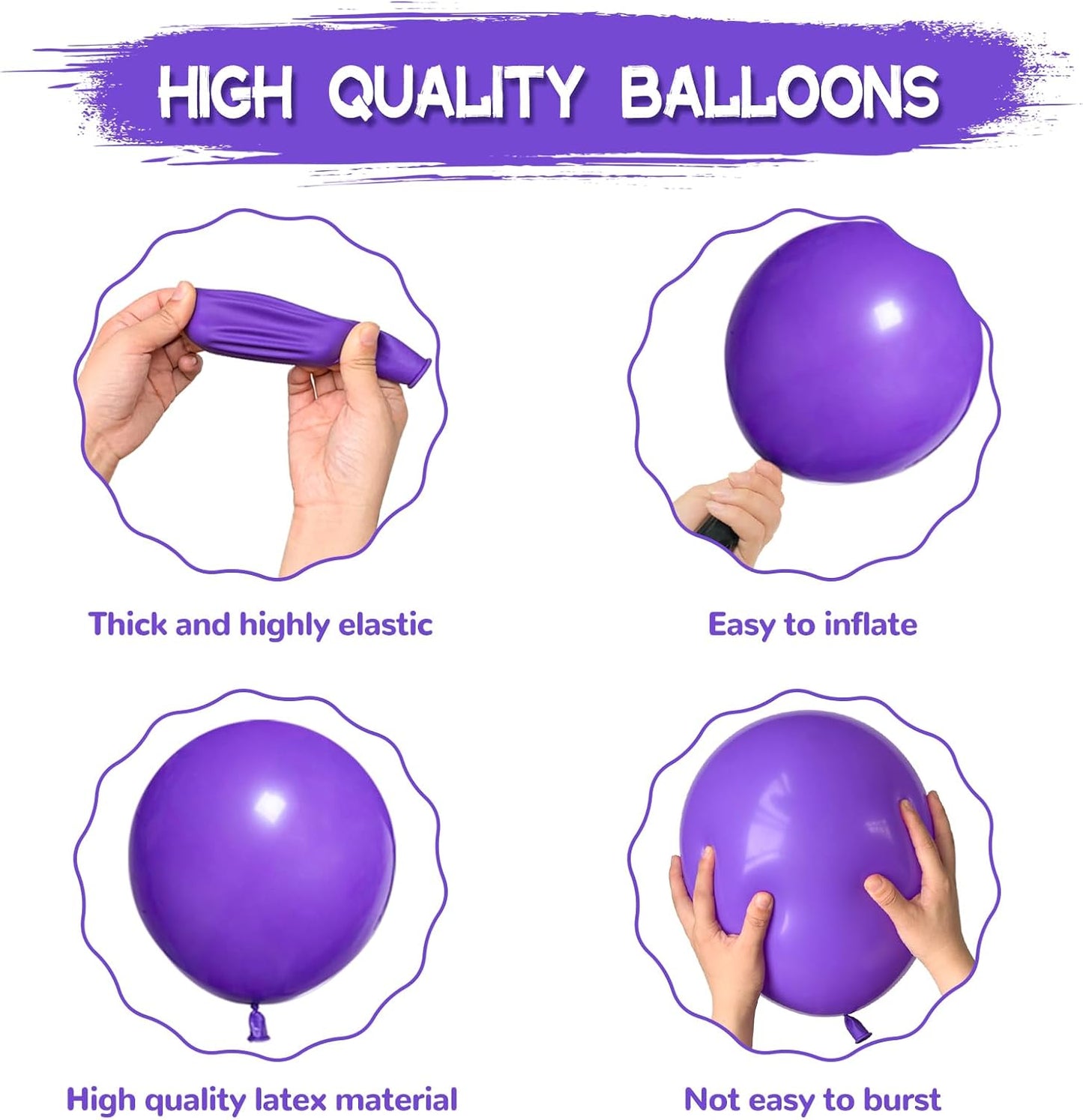 134Pcs Purple Balloons Different Sizes 5 10 12 18 Inch Purple Balloon Garland Arch Kit Latex Balloons for Birthday Wedding Baby Shower Party Decorations.