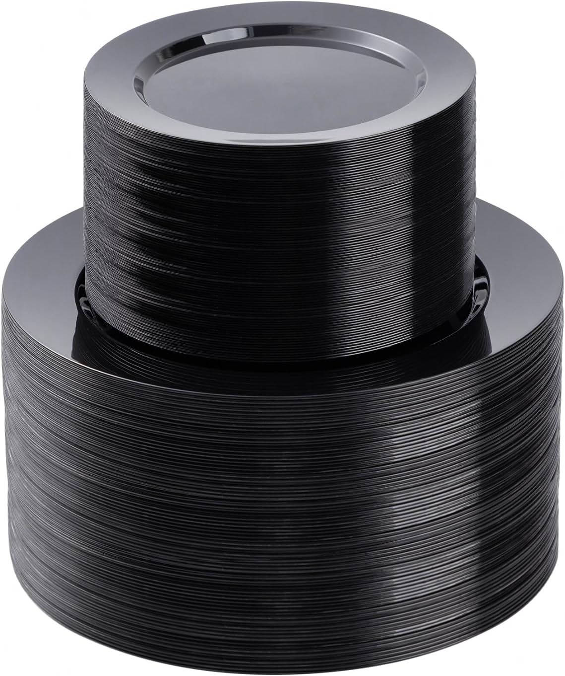 200PCS Black Plastic Plates Set, 100 10.25 inch Dinner Plates and 100 7.5 inch Dessert Plates, Premium Disposable Plates for Party, Wedding,Halloween