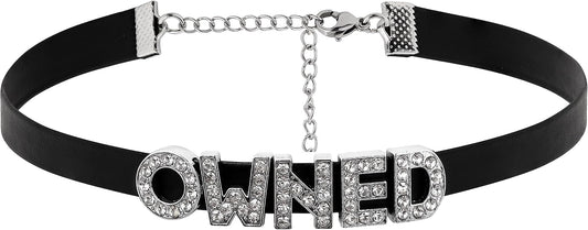 Sacina Gothic Punk Cute Owned Choker, Black Choker, Black PU Leather Chocker Collar, Gothic Goth Necklace, Costume Jewelry, Halloween Christmas Jewelry Gift for Women